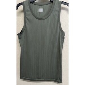 Athleta Renew Ribbed Tank Top Shirt Women's Size L Olive Green